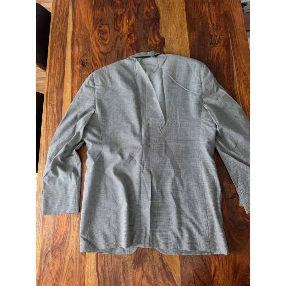 Jos A Bank Mens 44L Grey Wool Micro Check Business Express Blazer Sport‎ Coat